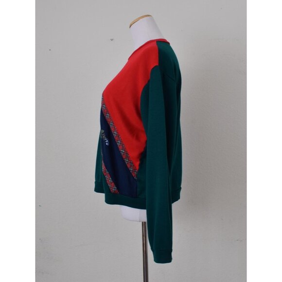 Vintage 80s Red and Green Christmas Sweatshirt - Picture 2 of 10